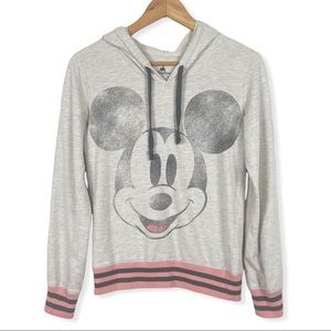 Disney Mickey Mouse Pullover Hoodie Gray Pink XS